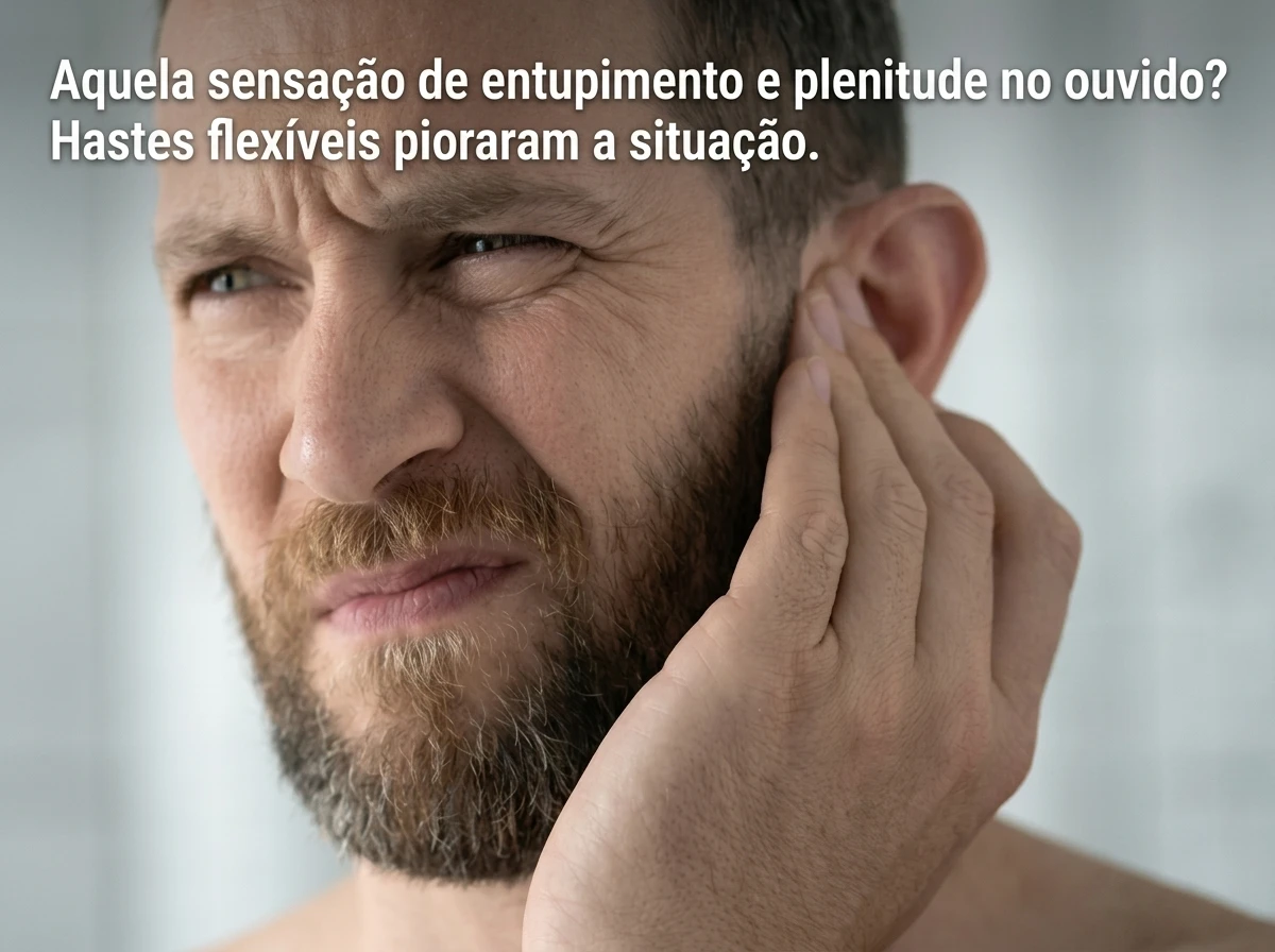Pessoa com sensação de ouvido entupido